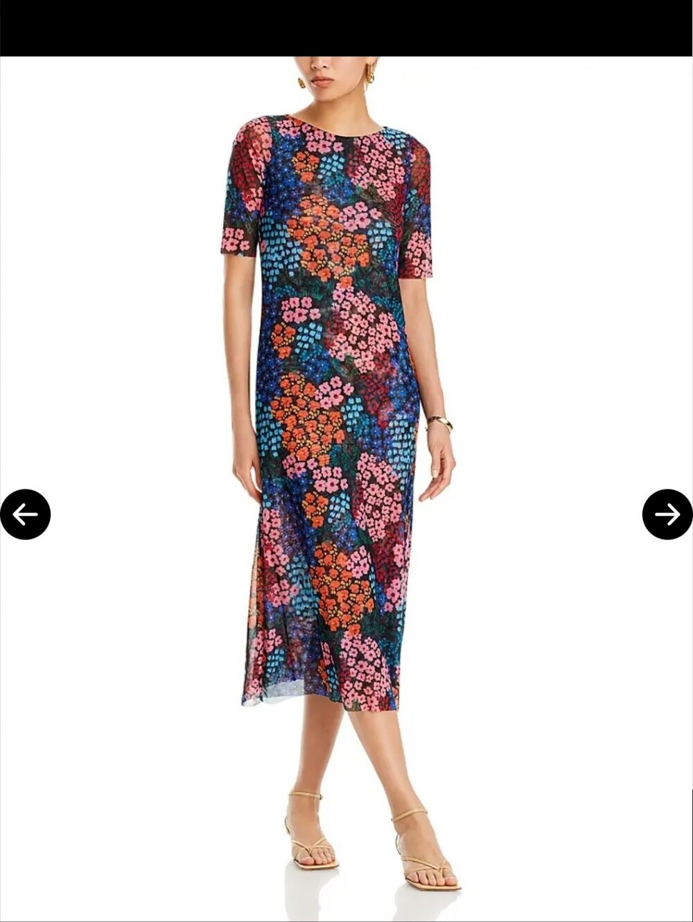 Johnny Was Astrid Mesh Midi Dress Multicolor Floral A-line Pullover Size L